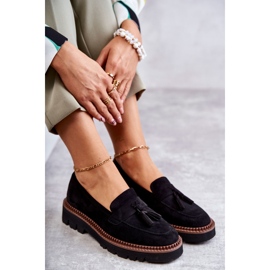 Vinceza Pantofi de damă din piele intoarsa pe platforma neagra Unni negru 4