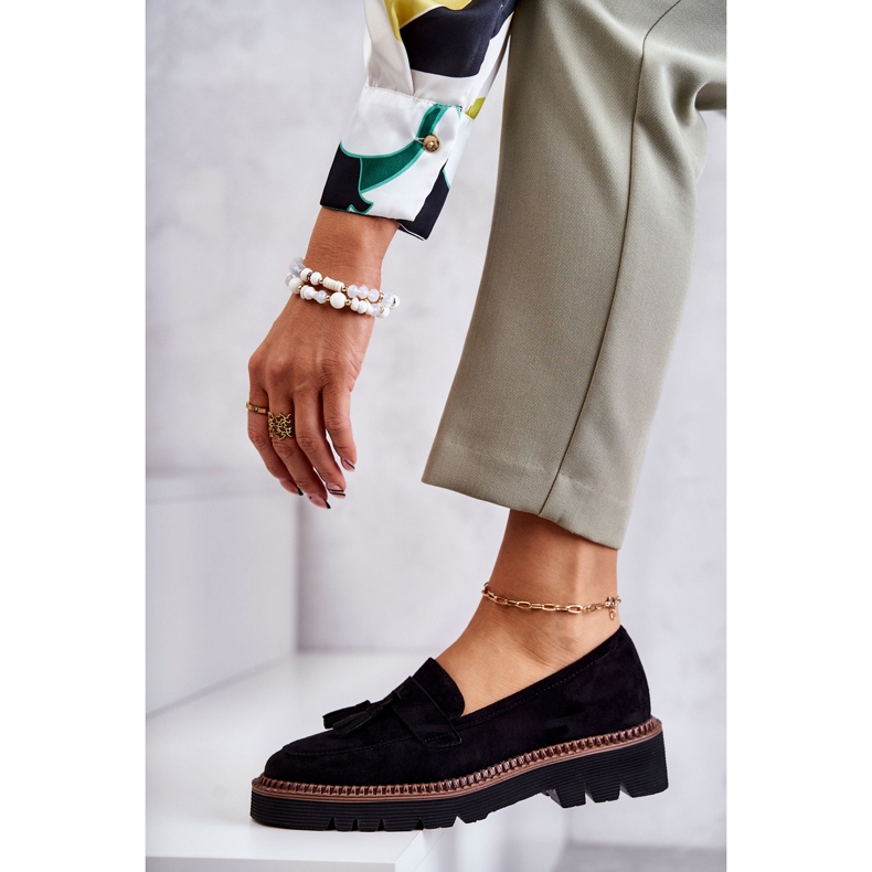 Vinceza Pantofi de damă din piele intoarsa pe platforma neagra Unni negru 3