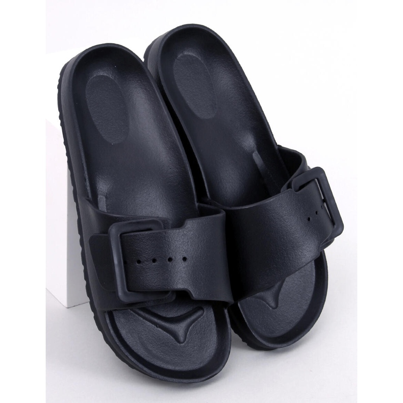 Tobogane Romero Black din cauciuc cu cataramă negru 1 Tobogane Romero Black din cauciuc cu cataramă negru 1