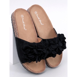 BM Papuci Fowley Black Flower Cork negru 1 BM Papuci Fowley Black Flower Cork negru 1