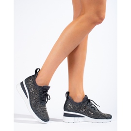 Adidași cu pană din material textil Shelovet negri 1