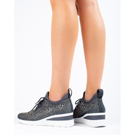 Adidași cu pană din material textil Shelovet negri 2