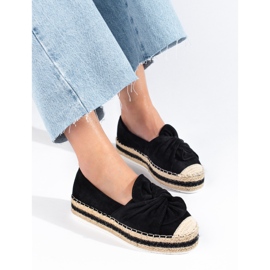 Espadrile de piele intoarsa neagra pe platforma cu fundita de la Shelovet negru 1