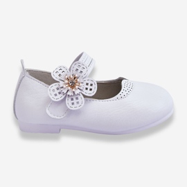 Balerini Piele Copii Cu Floare Alb Cobi 1
