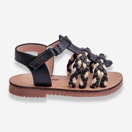 Sandale Copii Velcro Cu Dungi Negre Sammy negru 1