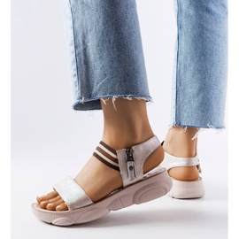 Sandale sport bej metalice de la Parsip 1