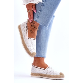 FE1 Espadrile cu slip-on din dantela White Blanco alb 2