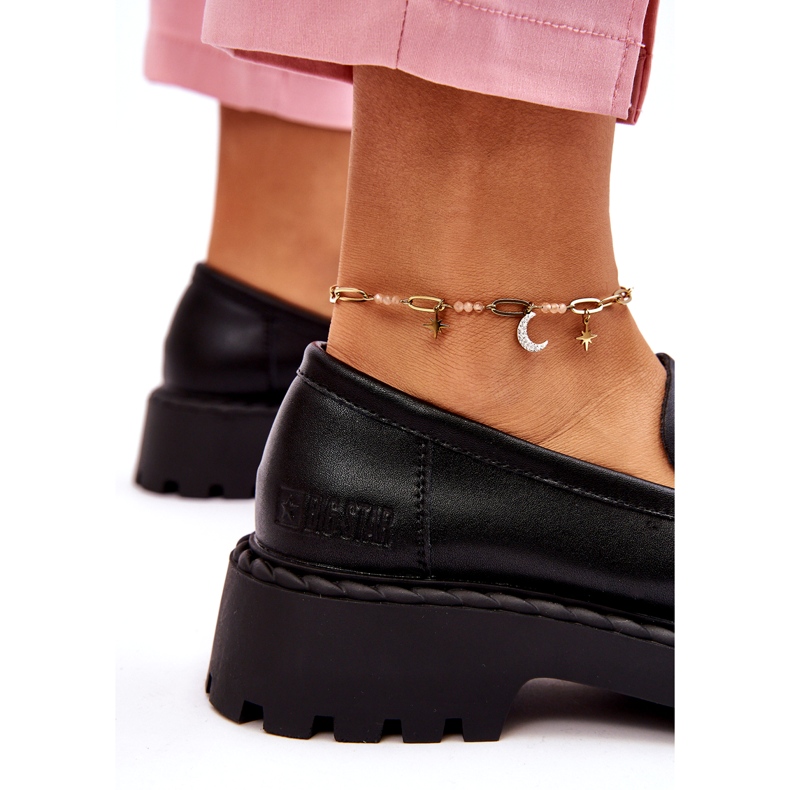 Mocasini de dama Big Star Pantofi din piele LL274458 Negru 3