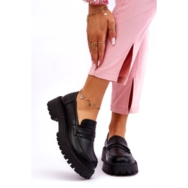 Mocasini de dama Big Star Pantofi din piele LL274458 Negru 1