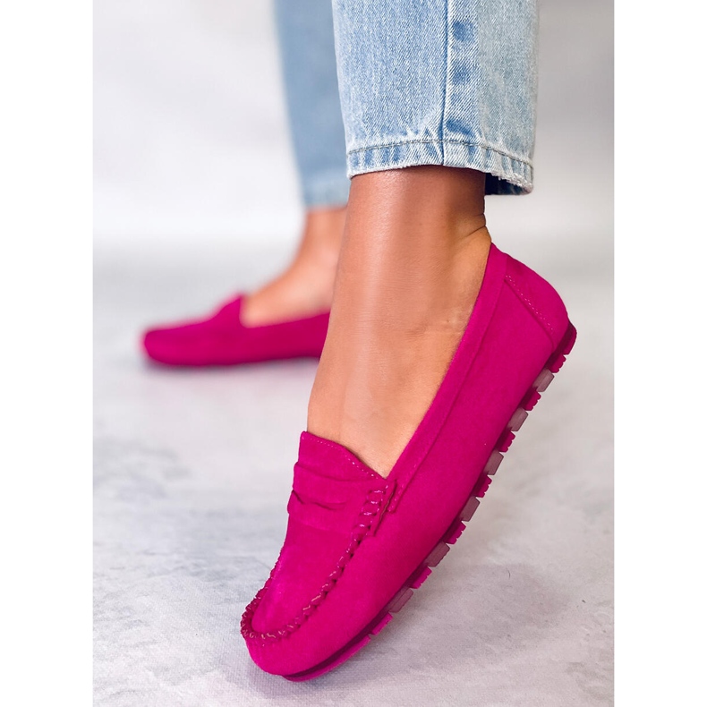 Mocasini de dama Anaya Fuchsia din piele intoarsa roz 1 Mocasini de dama Anaya Fuchsia din piele intoarsa roz 1