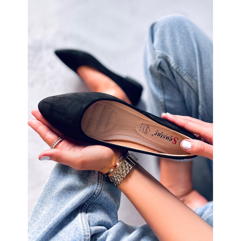 Seastar Balerini cu inserție din piele Keys Black negru 1