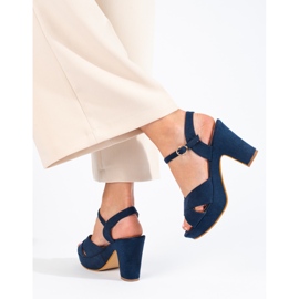 Sandale cu toc bleumarin de la Shelovet albastru 1