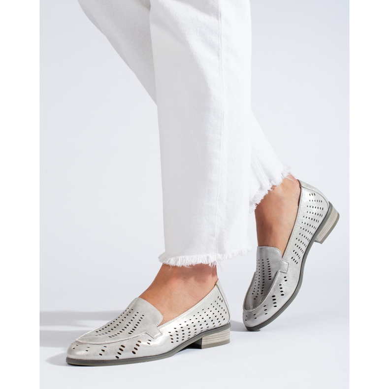 W. Potocki Pantofi de damă argintii ajurati Potocki 1