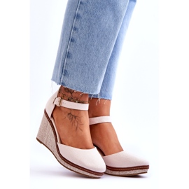 PS1 Sandale cu pană clasice de damă Bej Malani 7