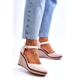 PS1 Sandale cu pană clasice de damă Bej Malani 2