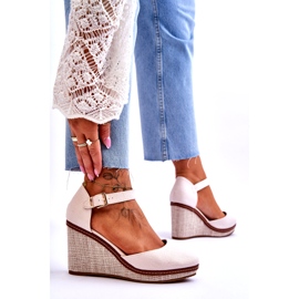 PS1 Sandale cu pană clasice de damă Bej Malani 4