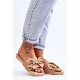 FK1 Papuci de damă la modă cu fundă Estera bej 1