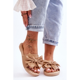 FK1 Papuci de damă la modă cu fundă Estera bej 2