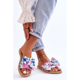 FK1 Papuci de damă cu fundă de stofă, floare albă 1