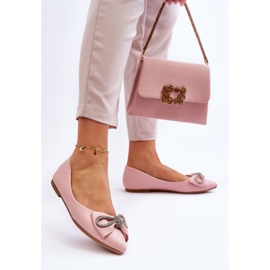 WS1 Balerini eleganti cu fundita si strasuri roz 2