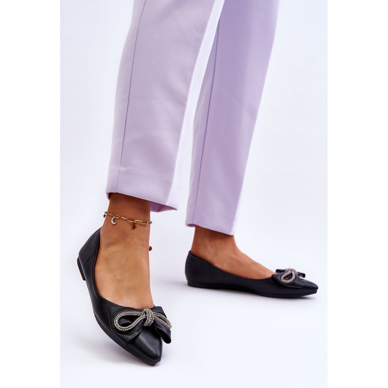 WS1 Balerini eleganti cu fundita si bijuterii negre o data negru 1 WS1 Balerini eleganti cu fundita si bijuterii negre o data negru 1