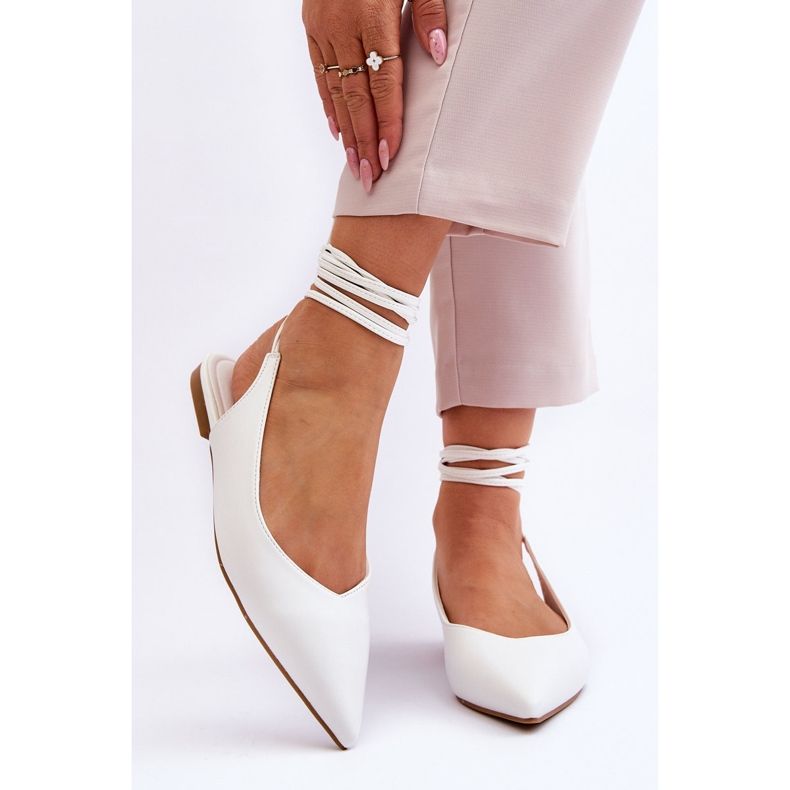 WS1 Balerini ascuțiți legați pentru damă, alb Turriso 1