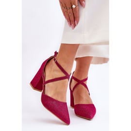 WS1 Pompe la modă cu sclipici pe toc fucsia Galaxy roz 1