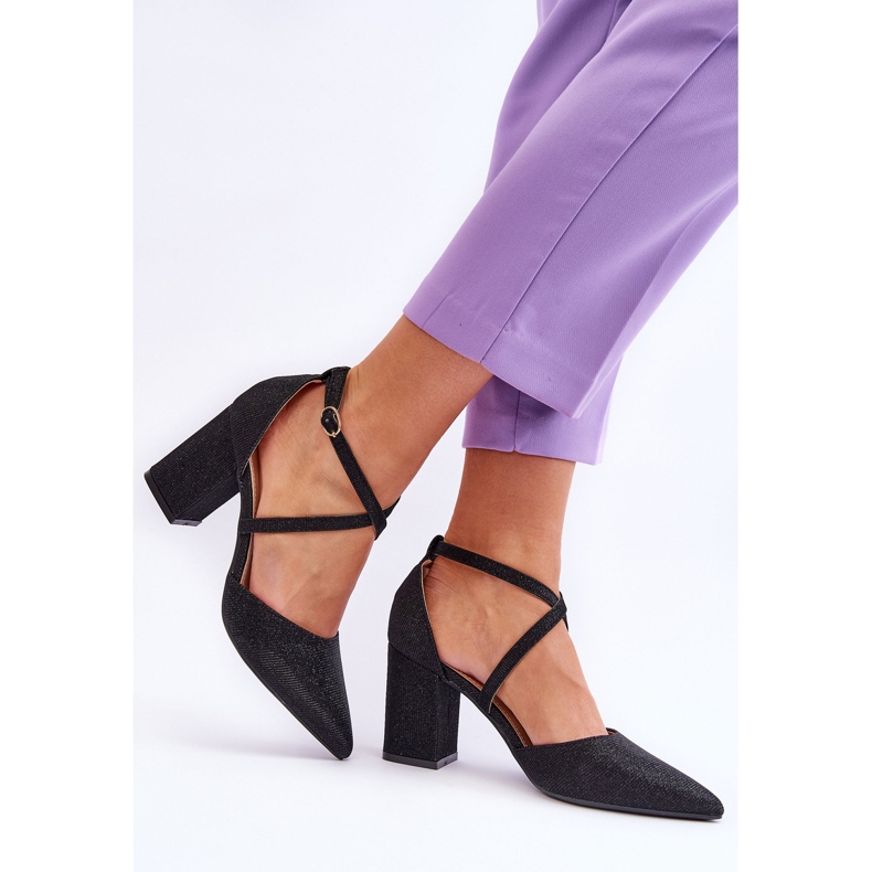 WS1 Pompe strălucitoare la modă pe toc Galaxy negru 2