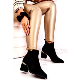 PS1 Cizme de cowboy ajurate Helloni din piele intoarsa neagra negru 4