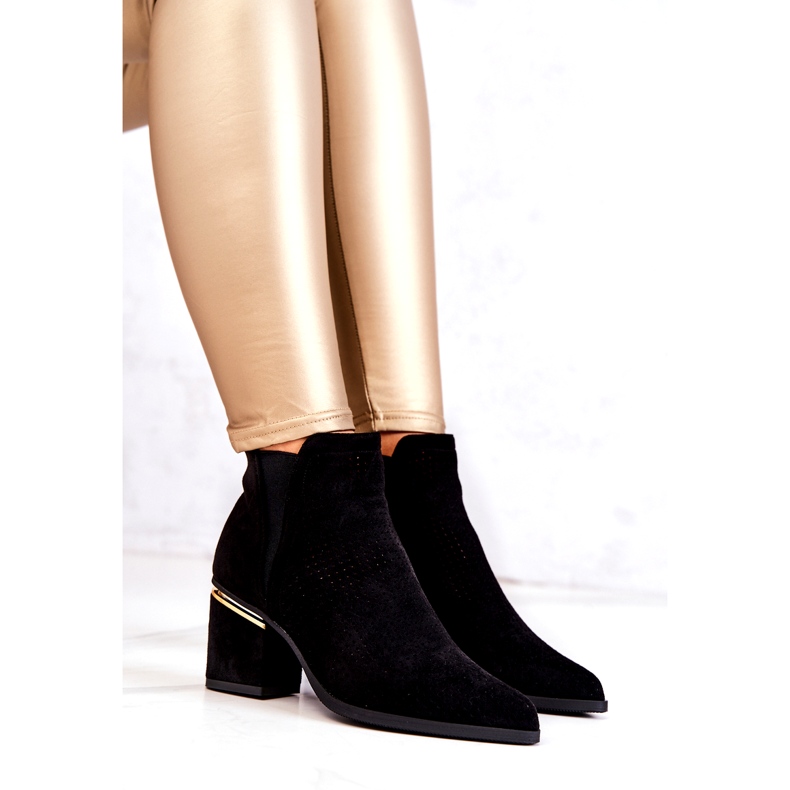 PS1 Cizme de cowboy ajurate Helloni din piele intoarsa neagra negru 6