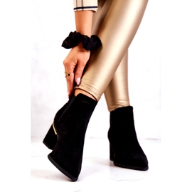 PS1 Cizme de cowboy ajurate Helloni din piele intoarsa neagra negru 3