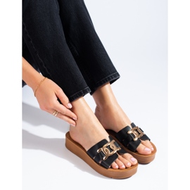 Papuci de damă negri cu platformă Shelovet negru 1