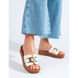 Papuci de damă albi cu platformă Shelovet 1