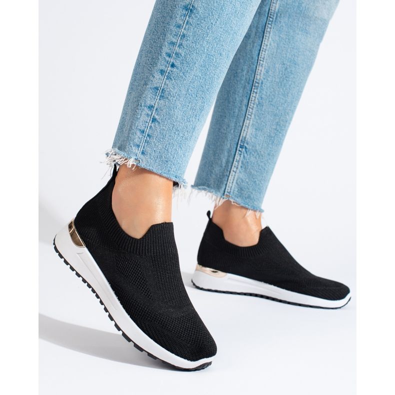Tenisi negri Shelovet cu slip-on negru 1
