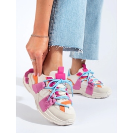 Tenisi multicolori de dama pe talpa groasa Shelovet alb 1