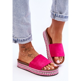 WR1 Papuci dama din piele intoarsa neteda Fuchsia Hayen roz 1