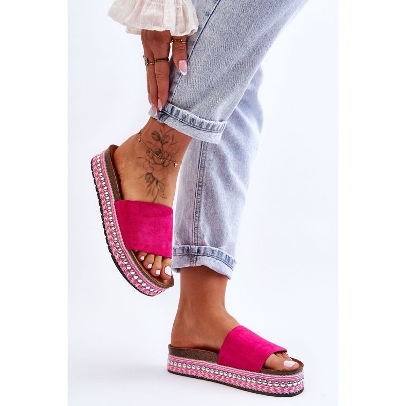 WR1 Papuci dama din piele intoarsa neteda Fuchsia Hayen roz 2