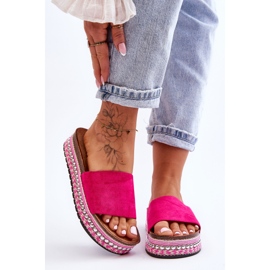 WR1 Papuci dama din piele intoarsa neteda Fuchsia Hayen roz 4